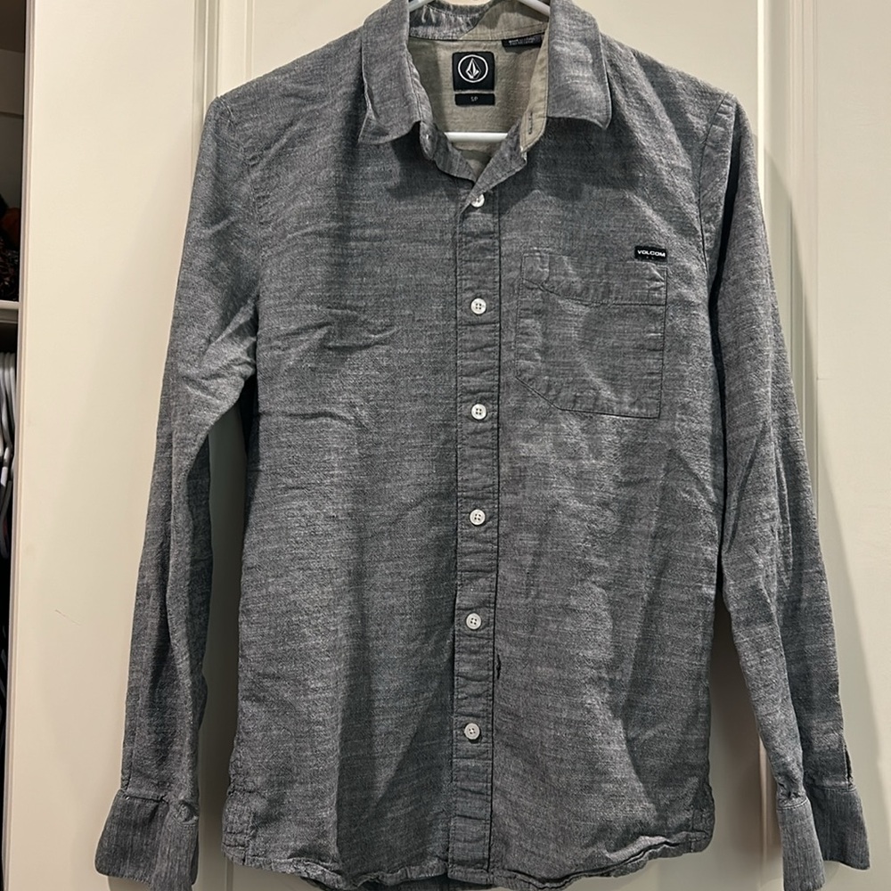 Volcom Boy Button Down Shirt long sleeve woven like pattern design pocket size S